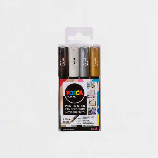 Etui 4 Marker Grundfarben und Metallic Posca Pc-1m