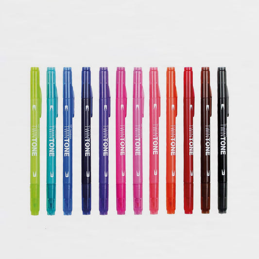 Set mit 12 Leuchtend Bunte Filzstiften Twintone Tombow