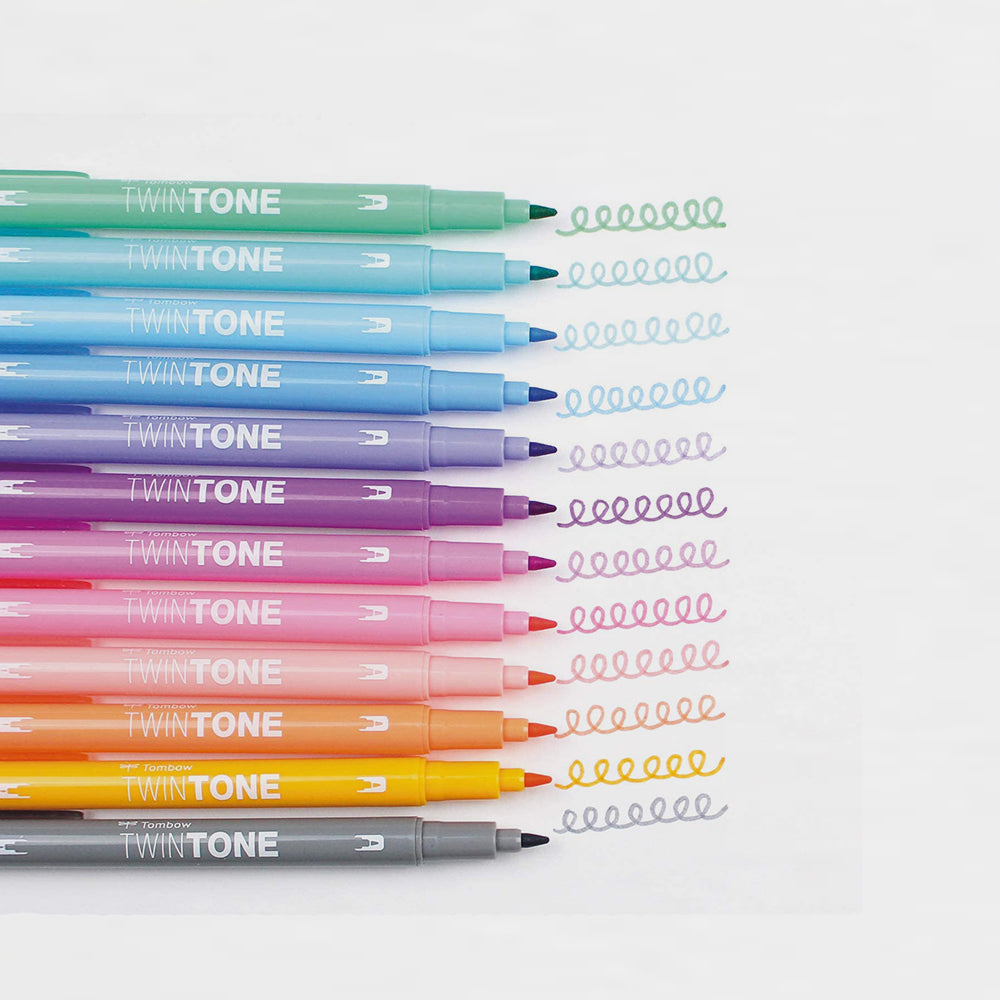 Set mit 12 Filzstiften in Pastellfarben Twintone Tombow