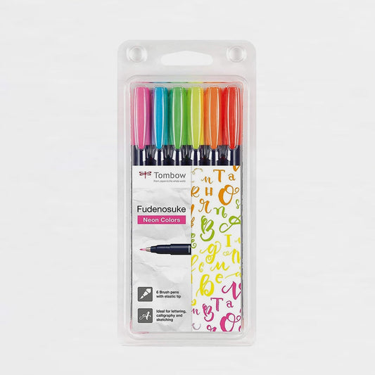 Set mit 6 Filzstiften Fudenosuke Neón Tombow