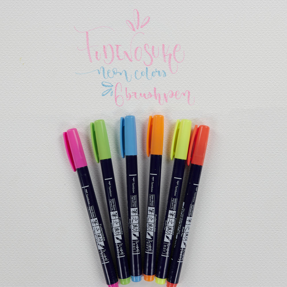 Set mit 6 Filzstiften Fudenosuke Neón Tombow