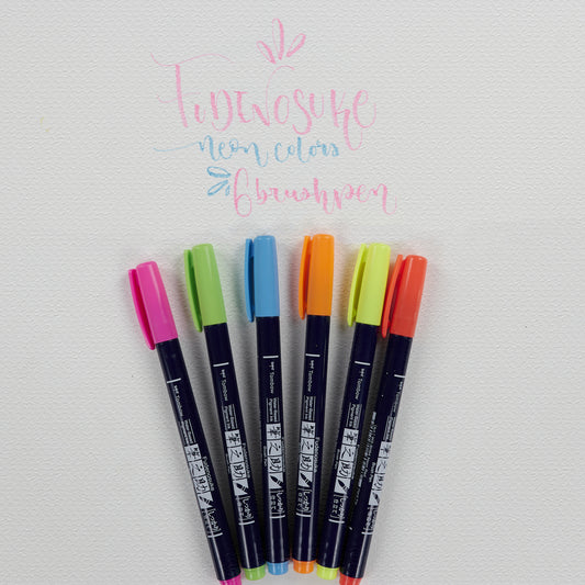 Set mit 6 Filzstiften Fudenosuke Neón Tombow