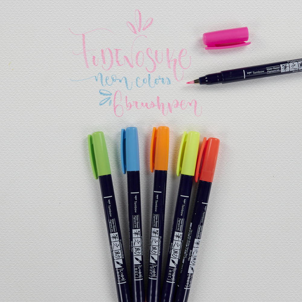 Set mit 6 Filzstiften Fudenosuke Neón Tombow (1)