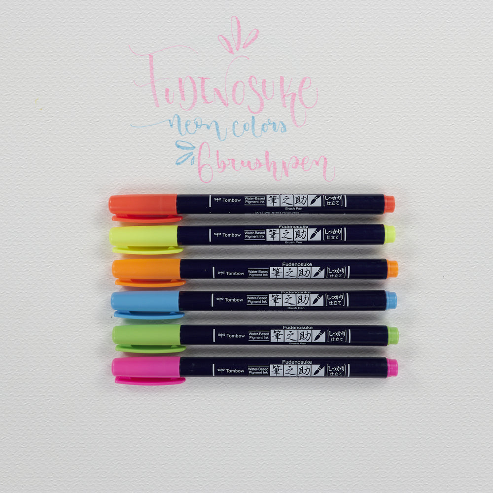 Set mit 6 Filzstiften Fudenosuke Neón Tombow (2)