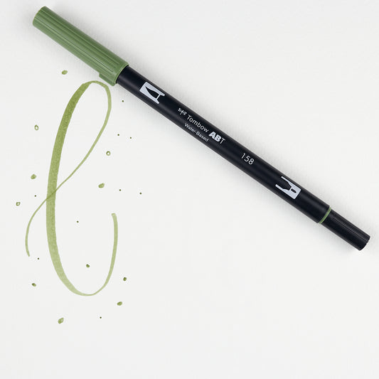Marker Dual Brush 158 Dark Olive Tombow