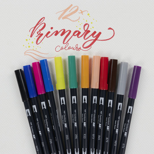 Set mit 12 Lettering-Filzstiften in Grundfarben Tombow