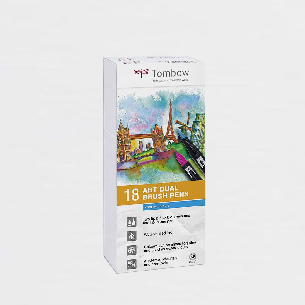 Set mit 18 Filzstiften in Grundfarben Dual Brush Tombow (1)