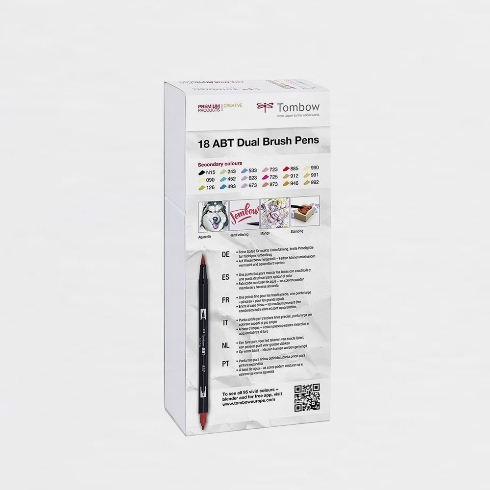 Set mit 18 Filzstiften in Sekundärfarben Tombow Dual Brush (1)