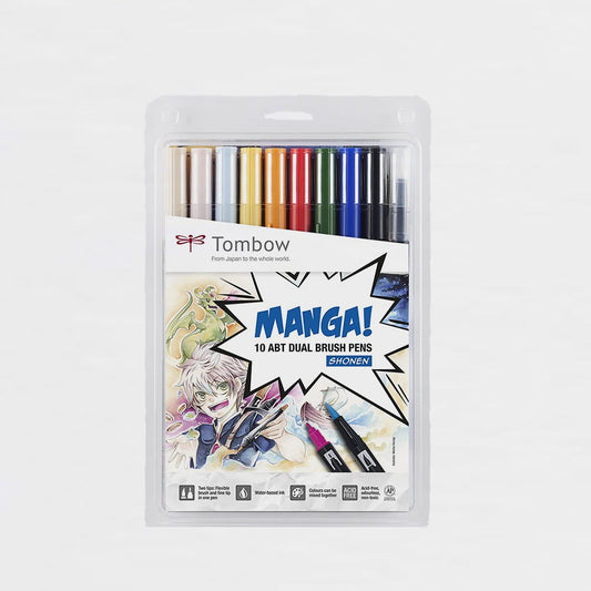 Set mit 10 Filzstiften Tombow Dual Brush Manga Shonen