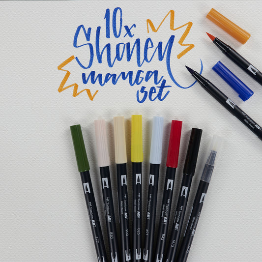 Set mit 10 Filzstiften Tombow Dual Brush Manga Shonen