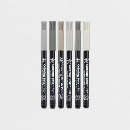 Set 6 Marker Grautöne Sakura Koi Coloring Brush Pen