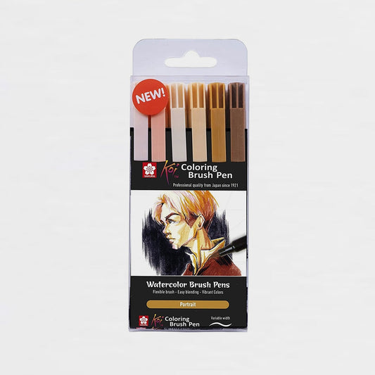 6er-Set Marker Portrait Coloring Brush Pen Sakura Koi
