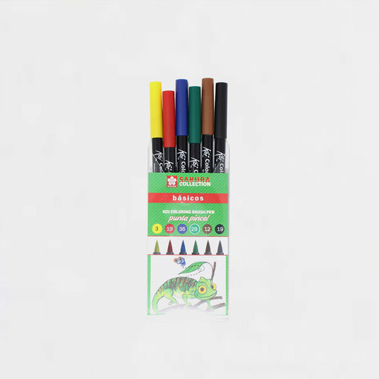 6er-Set Marker Grundfarben Coloring Brush Pen Sakura Koi
