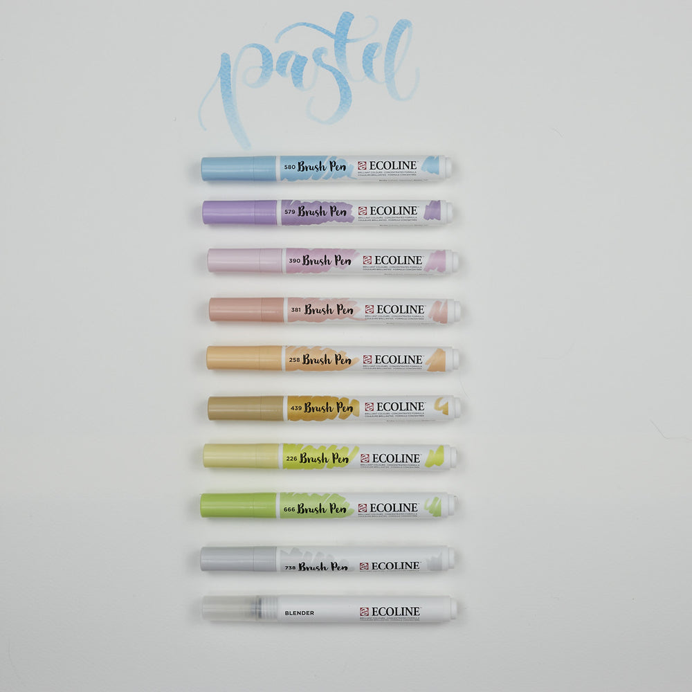 10er-Set Marker Pinselspitze Lettering Pastell Ecoline (1)