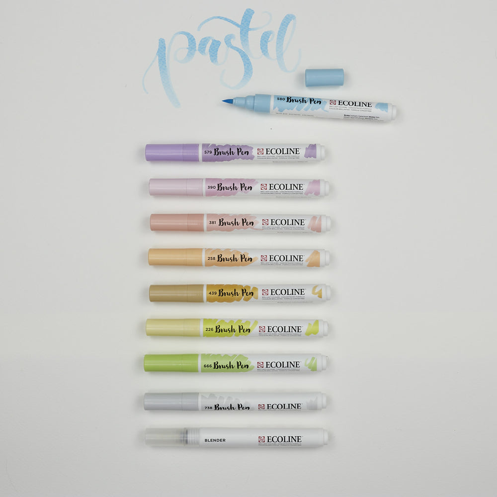 10er-Set Marker Pinselspitze Lettering Pastell Ecoline