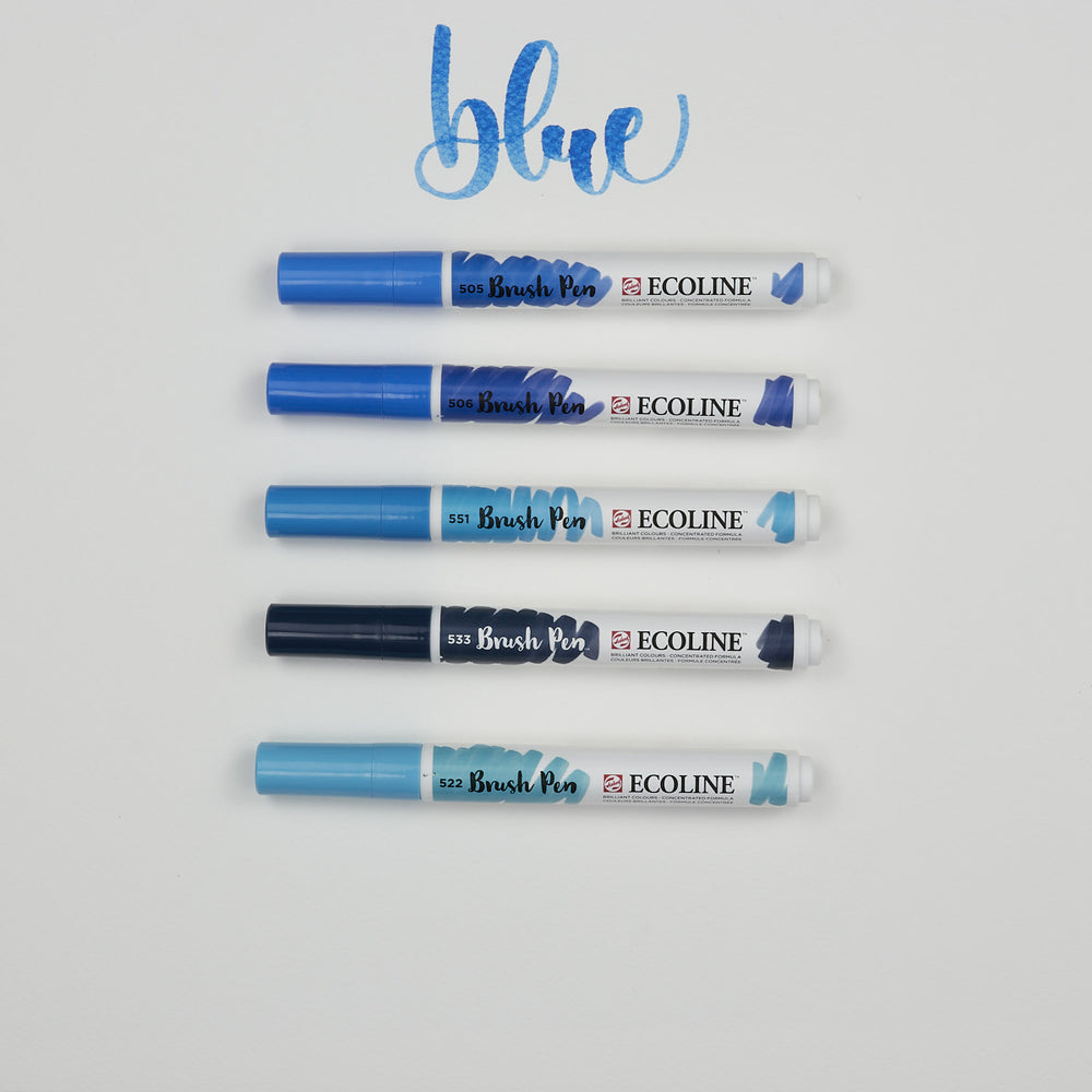 5er-Set Marker Pinselspitze Blau Ecoline (1)