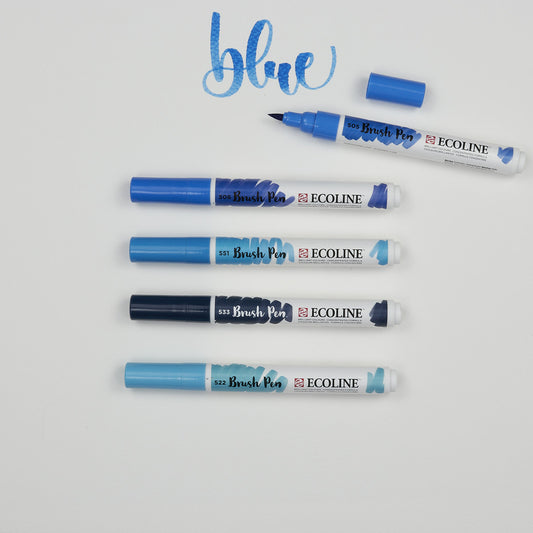 5er-Set Marker Pinselspitze Blau Ecoline