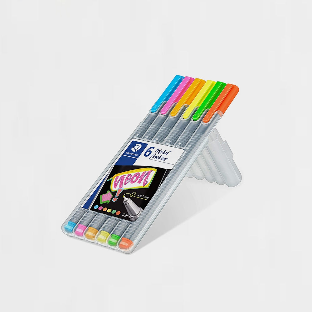 Etui mit 6 Neonfarbenen Filzstiften Triplus Fineliner