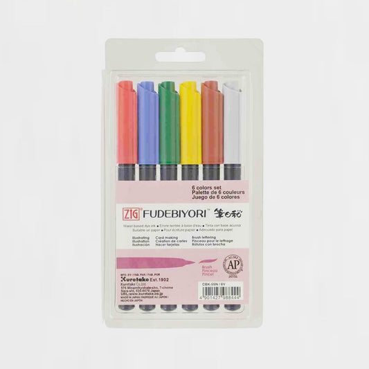 6er-Set Marker Pinselspitze Zig Fudebiyori Kuretake