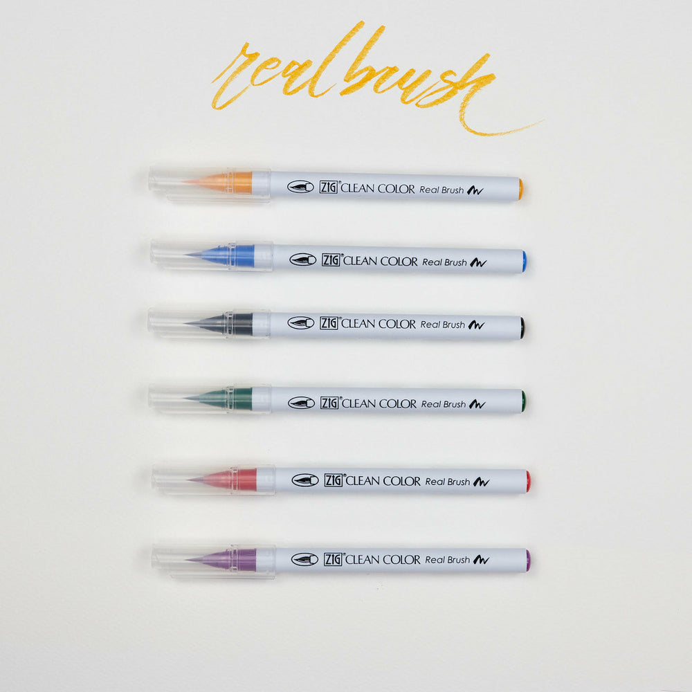 6er-Set Marker Zig Clean Color Real Brush Pen Kuretake