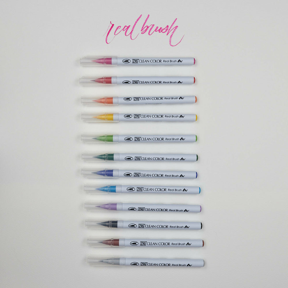 12er-Set Marker Zig Clean Color Real Brush Pen Kuretake