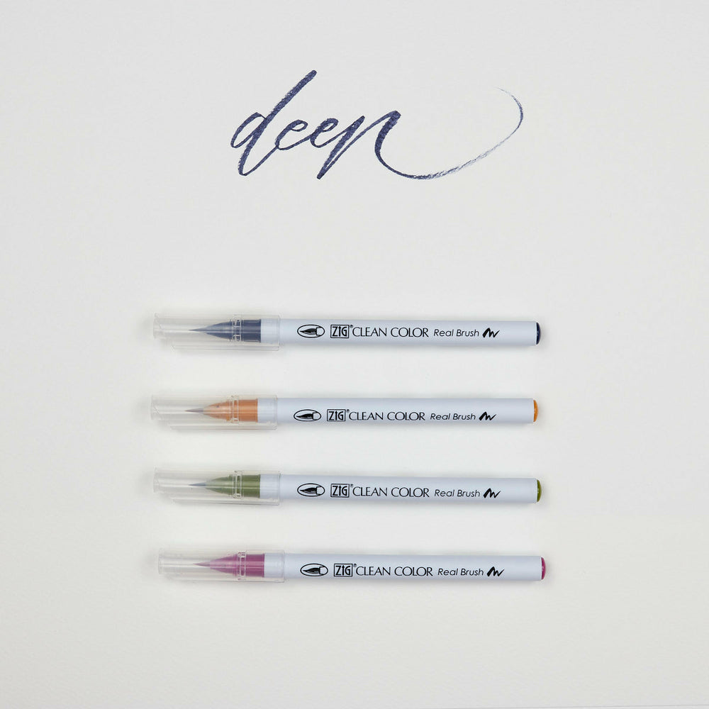 4er-Set Marker Deep Zig Clean Color Real Brush Pen Kuretake