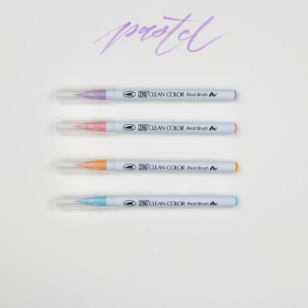 4er-Set Marker Pale Zig Clean Color Real Brush Pen Kuretake