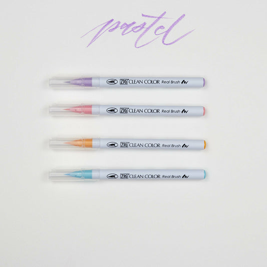 4er-Set Marker Pale Zig Clean Color Real Brush Pen Kuretake
