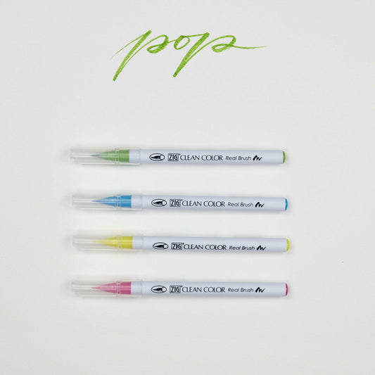 4er-Set Marker Pop Zig Clean Color Real Brush Pen Kuretake