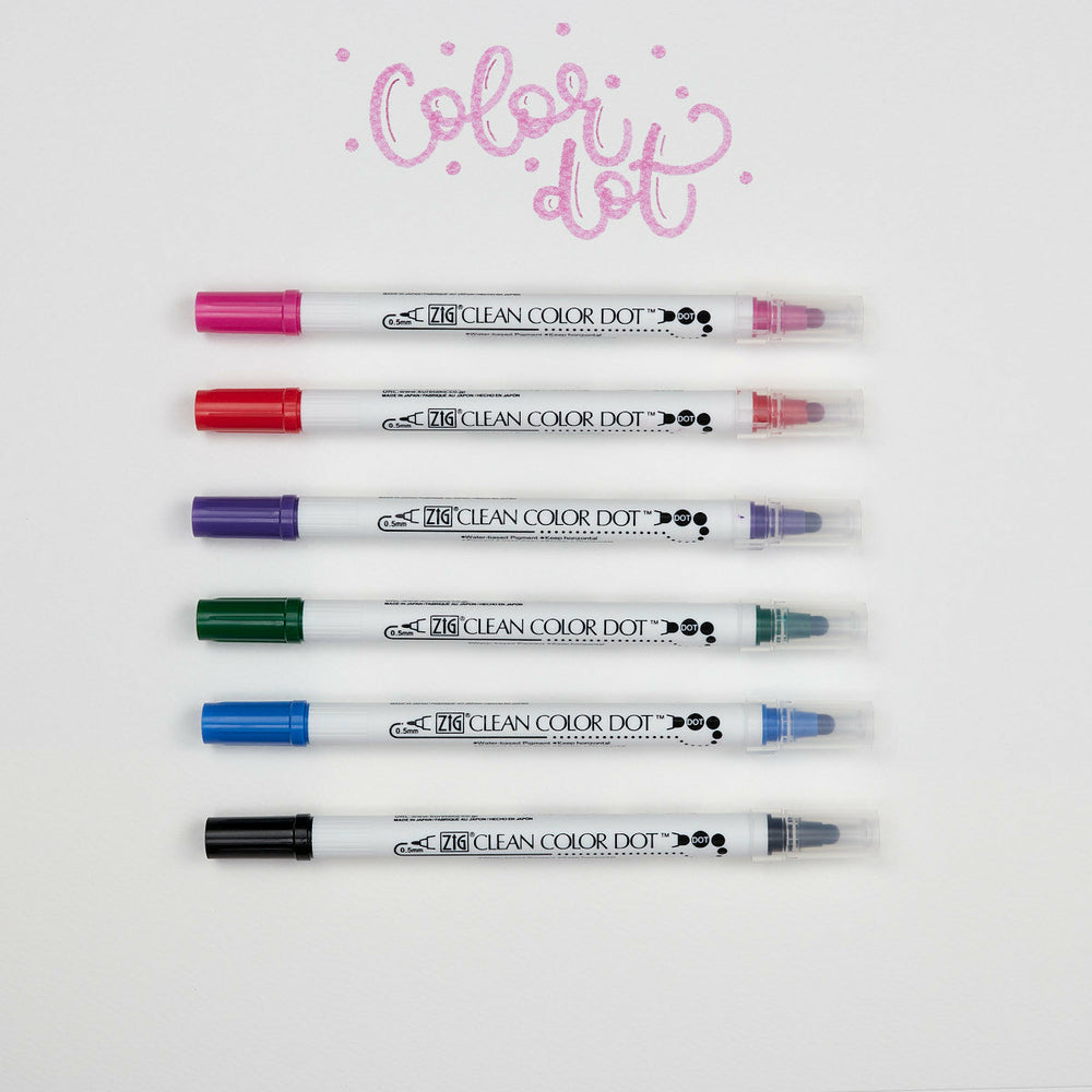6er-Set Marker Leuchtende Farben Clean Color Dot Kuretake