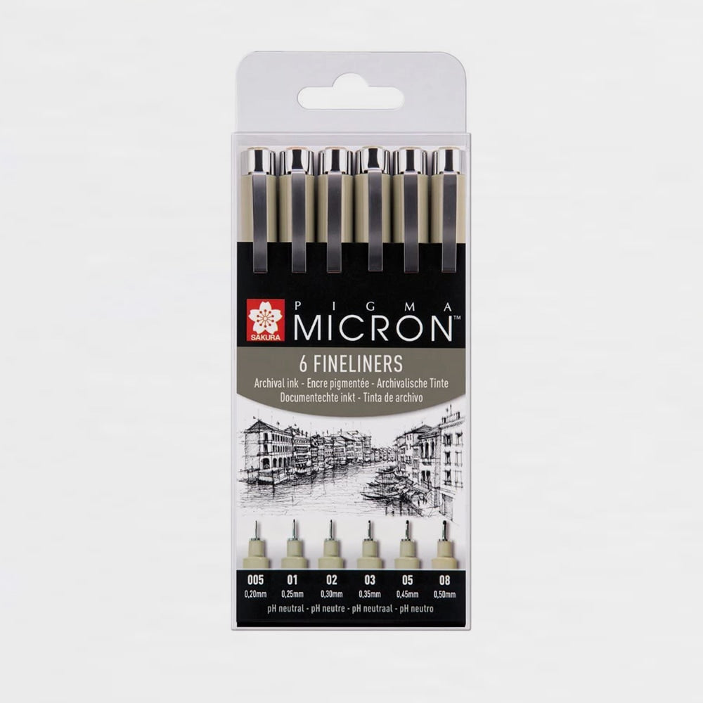 6er-Set Marker Pigma Micron Schwarz Sakura