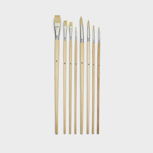 8er-Set Borstenpinsel Weiss Langer Stiel Pebeo