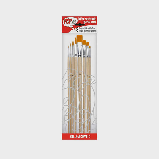 8er-Set Pinsel Polyamid Langer Stiel Pebeo
