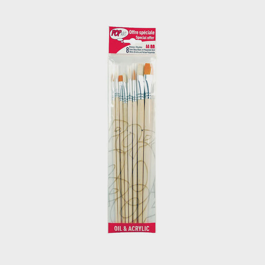 8er-Set Pinsel Sortiment Langer Stiel Pebeo