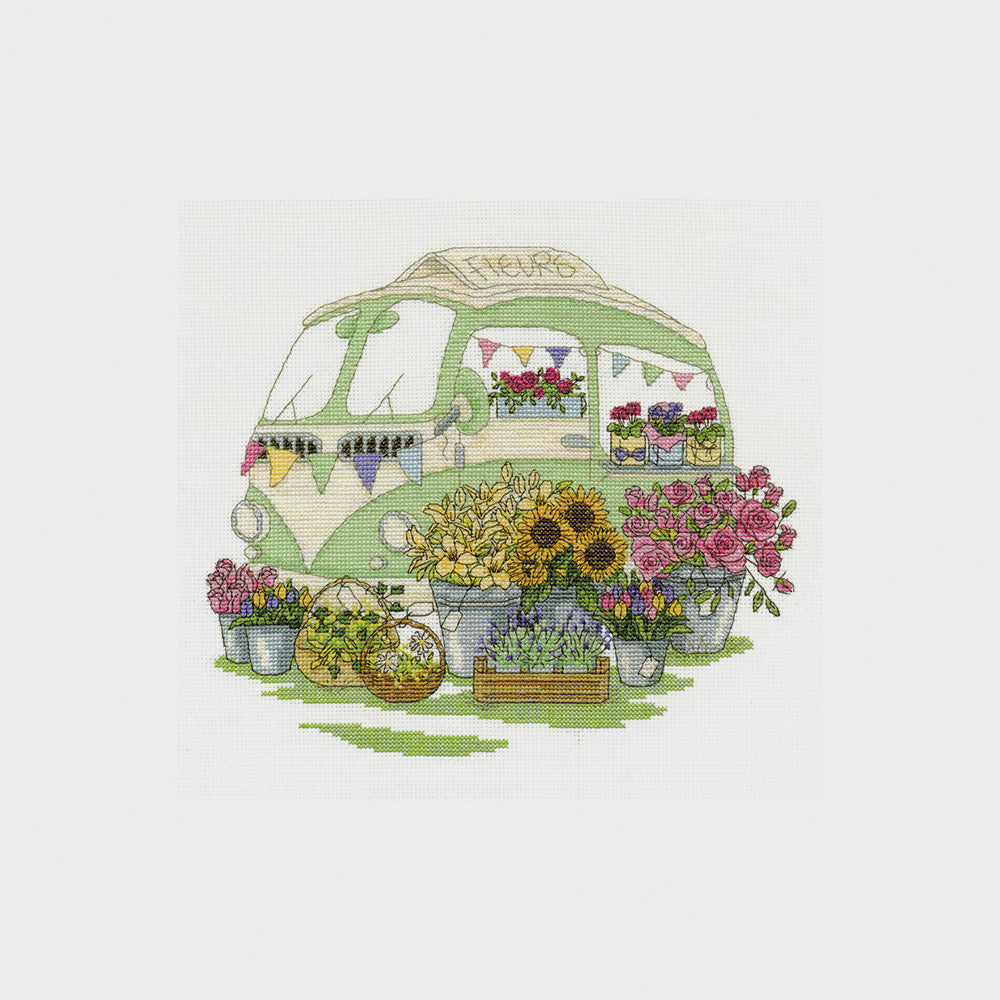 Set Kreuzstich Lieferwagen Blumen Dmc