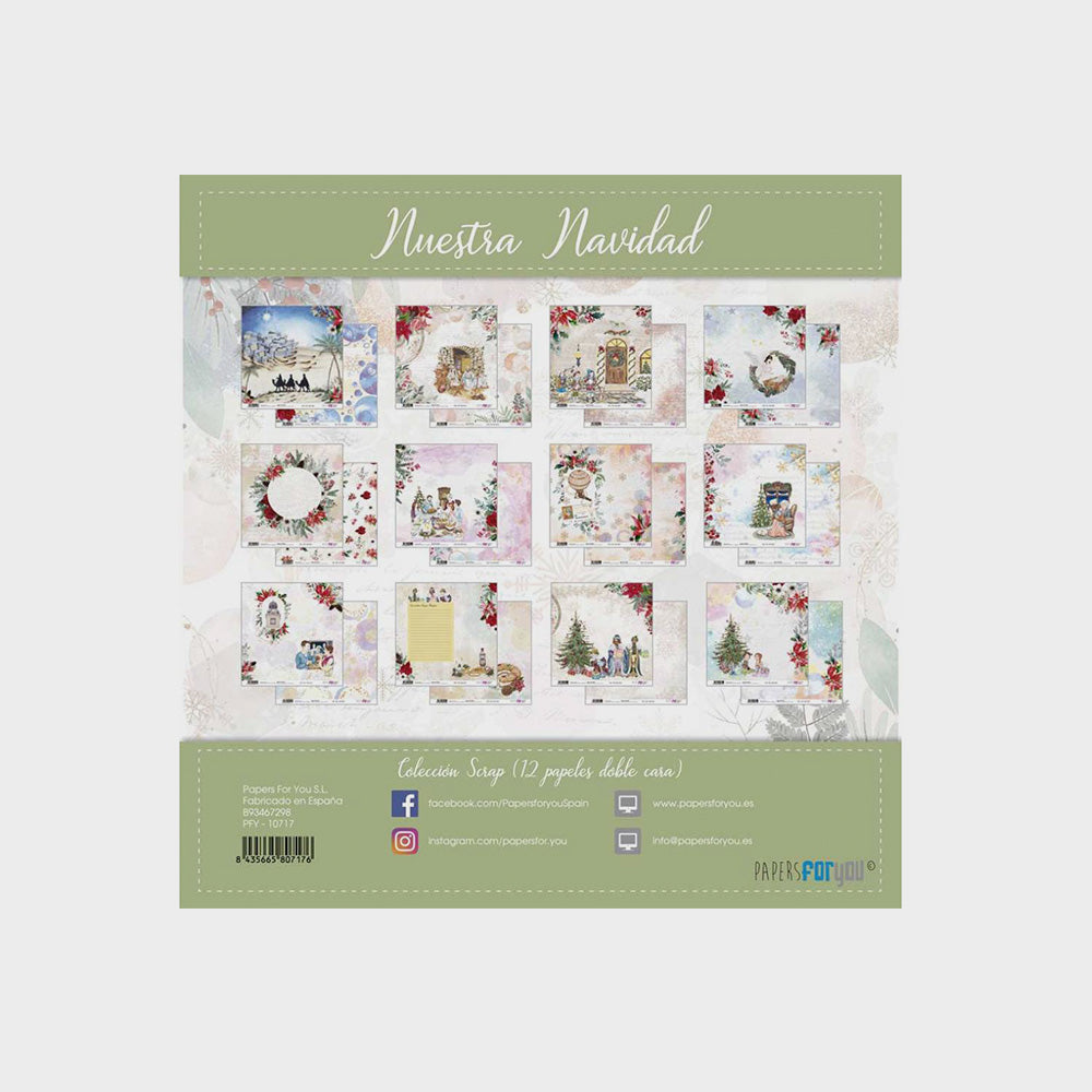 Set 10 Papiere Scrapbooking, Unsere Weihnachten, 30 x30 cm (1)