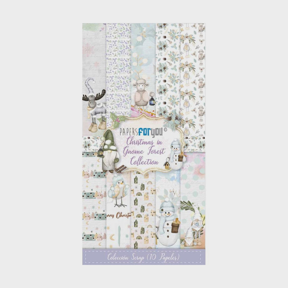 Set 10 Papiere, Scrapbooking, Im Zwergenwald, 15 x 30 cm