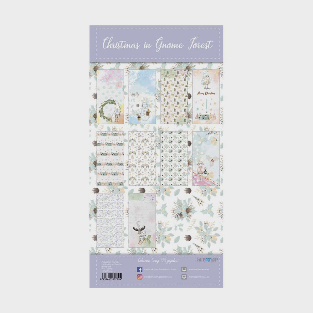 Set 10 Papiere, Scrapbooking, Im Zwergenwald, 15 x 30 cm (1)
