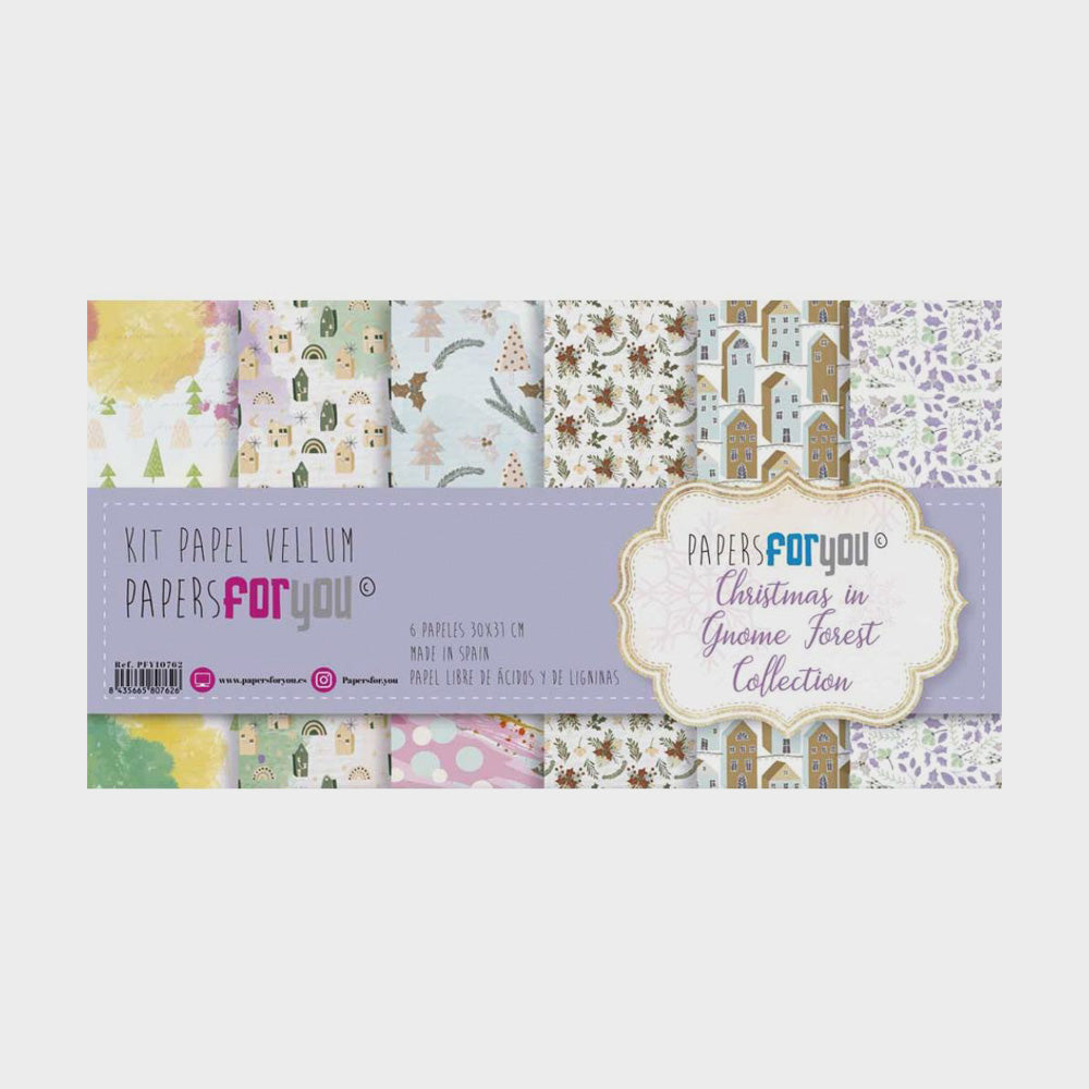 Set 6 Papiere, Scrapbooking, Im Zwergenwald, 31 x 30 cm