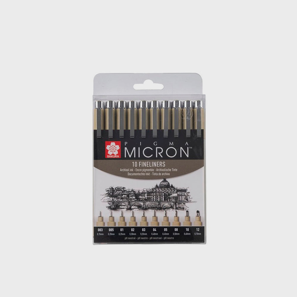 Set mit 10 schwarzen Pigma Micron Sakura Koi Filzstiften