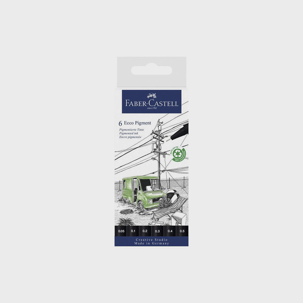 6er Set kalibrierten Ecco Pigment Marker, Faber Castell