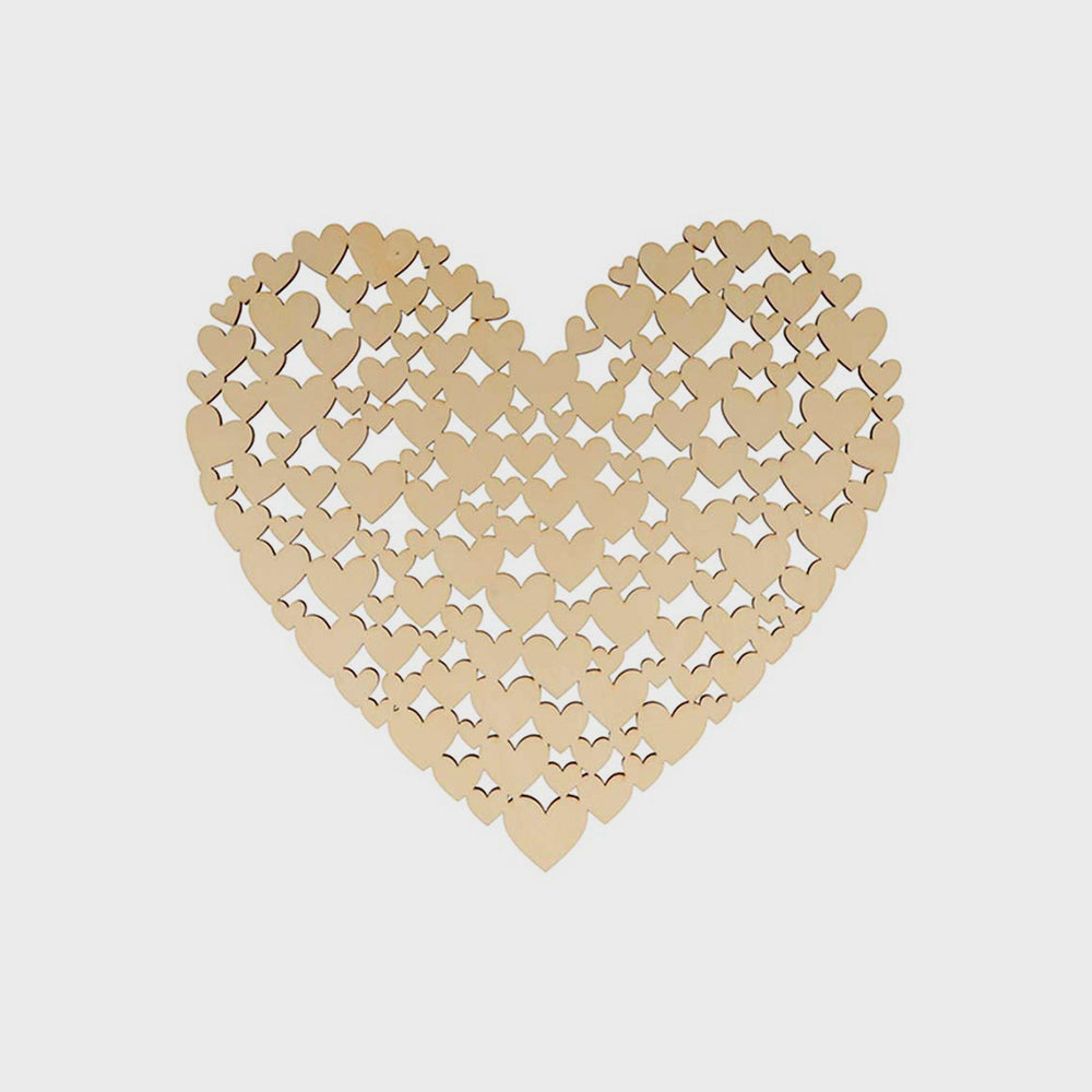 Herz aus Miniherzen aus Holz, 27x 25 cm, Artemio