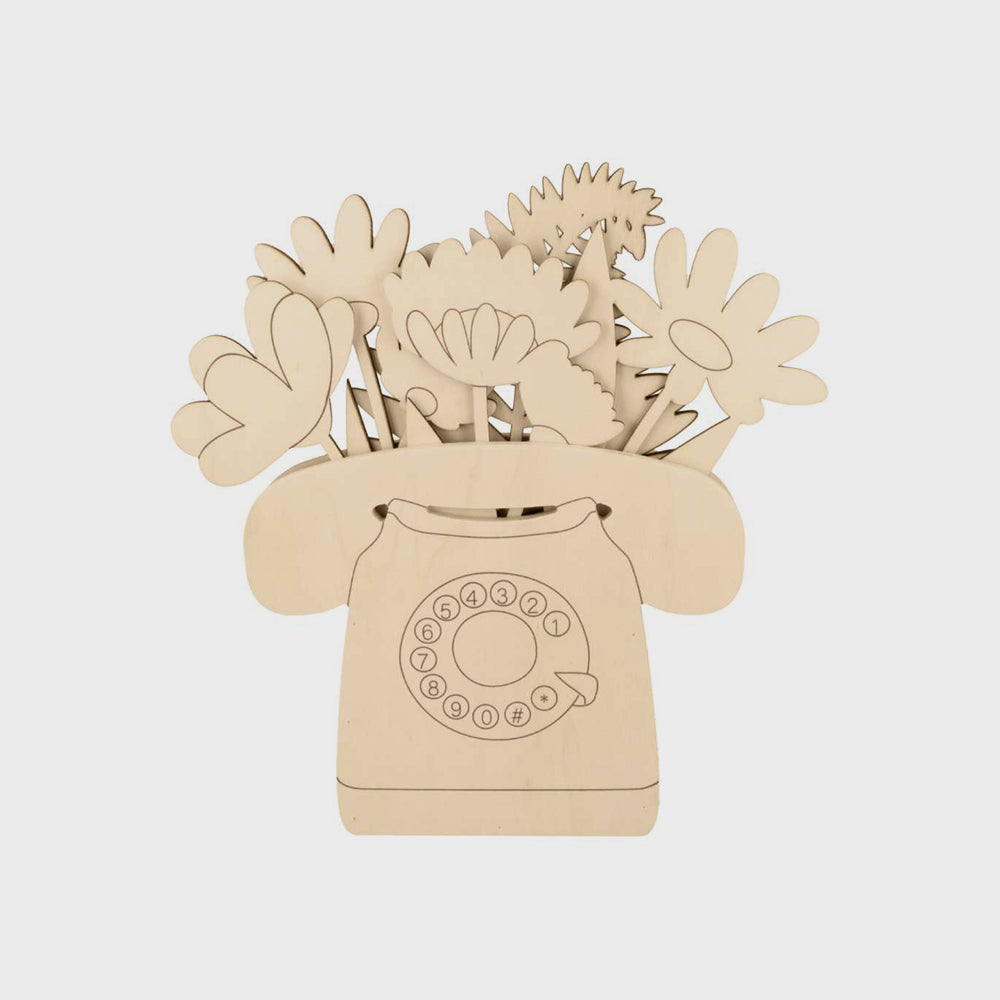 Telefon mit Blumen aus Holz, Artemio