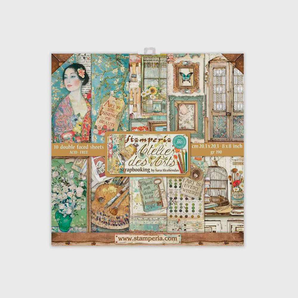 Set Bastelpapier Artelier Sara, 20,3 x 20,3 cm, Stamperia