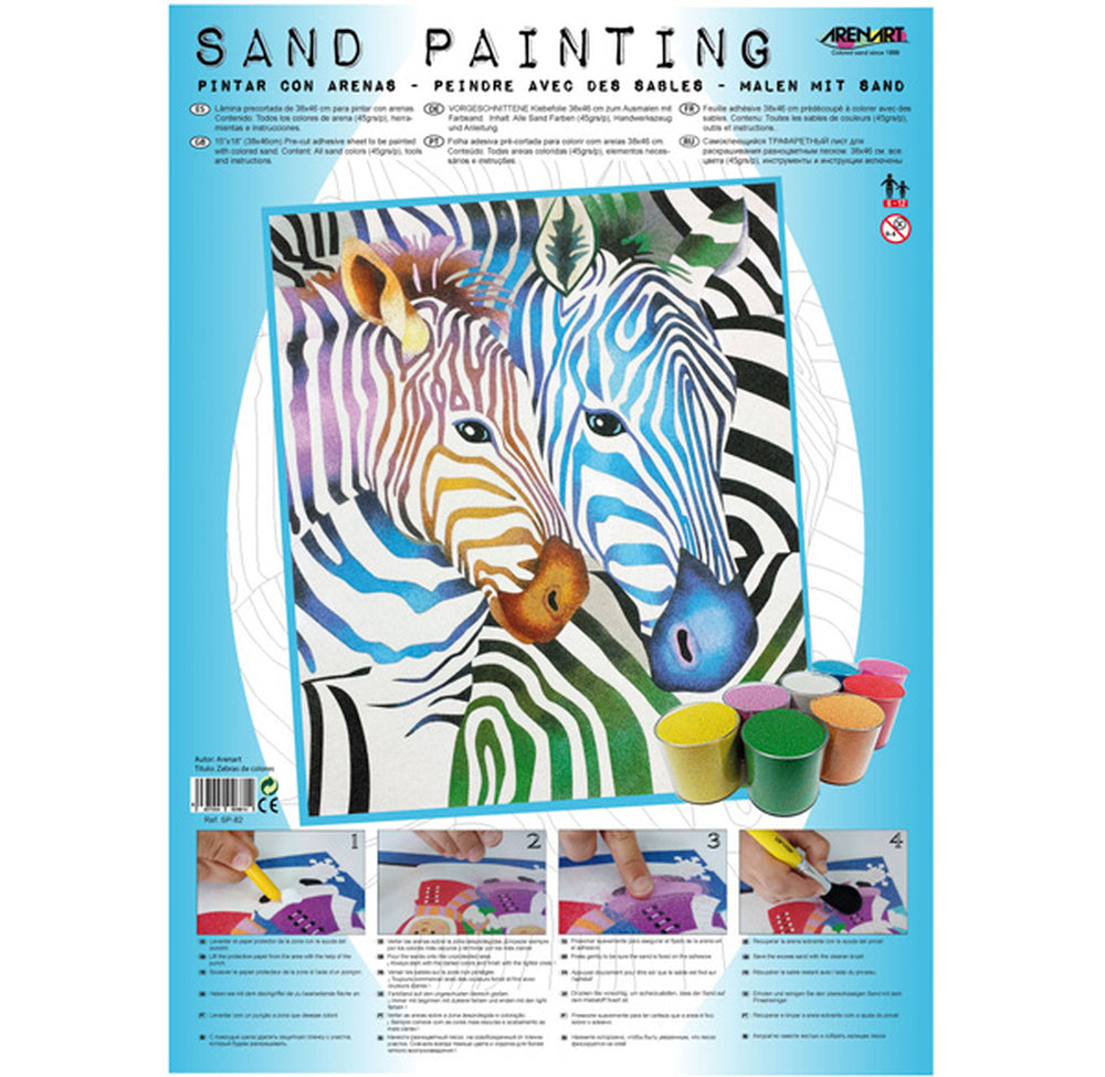 Set Malen mit Sand, Zebras, 38 x 46 cm